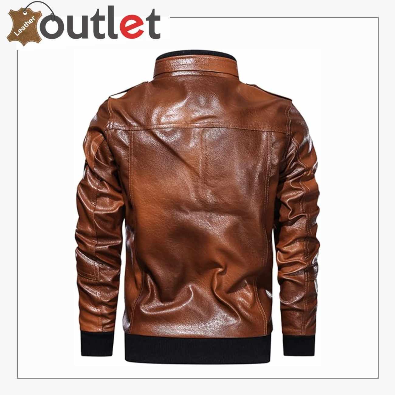 Leather Bomber Jacket Mens Brown