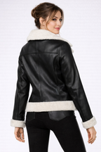 Women's Black Leather Shearling Jacket