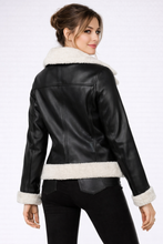Load image into Gallery viewer, Women's Black Leather Shearling Jacket
