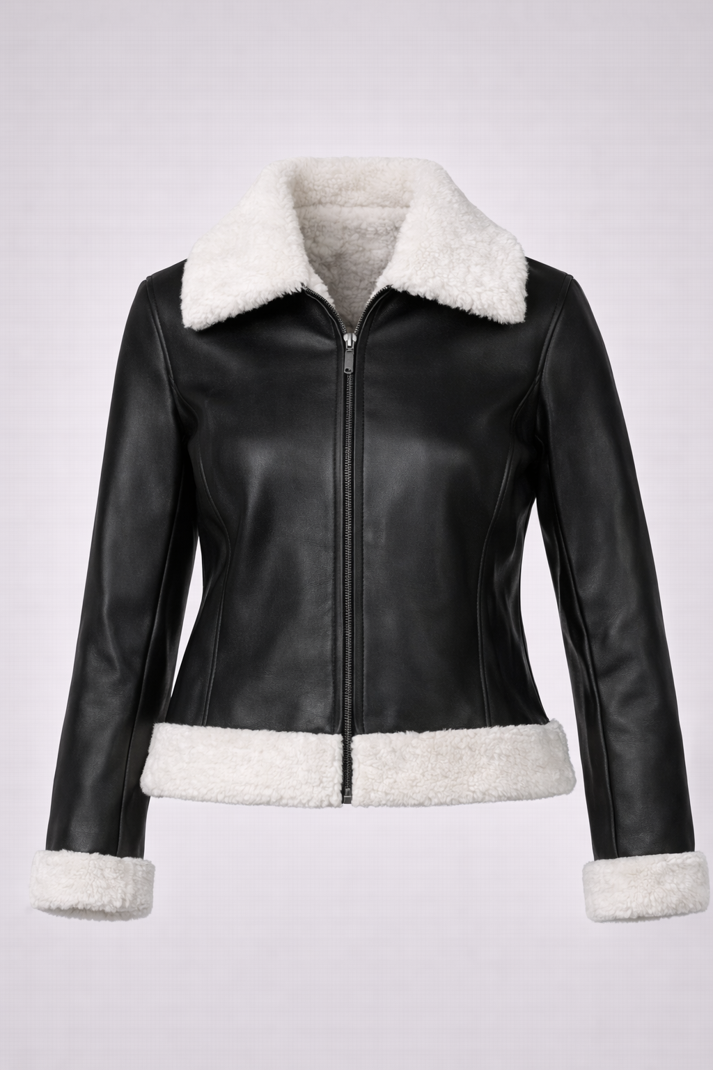Women's Black Leather Shearling Jacket