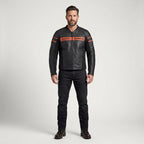 Brawler Leder Motorradjacke für Herren – Harley-Stil schwarze Bikerjacke