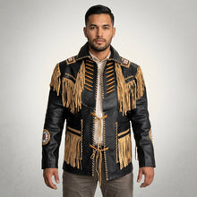 Laden Sie das Bild in den Galerie-Viewer, Men’s Black Cowhide Leather Vintage Jacket – Classic Biker Coat
