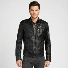 Laden Sie das Bild in den Galerie-Viewer, Classic Black Leather Jacket for Men – Timeless Genuine Leather Style

