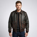 Men’s Brown A2 Aviator Military Pilot Leather Bomber Jacket – Vintage Flight Coat