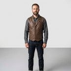 Men’s Motorcycle Leather Vest – Classic Biker Riding Vest