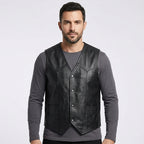Men’s California Style Motorcycle Leather Vest – Biker Riding Vest