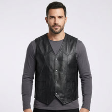 Load image into Gallery viewer, Men’s California Style Motorcycle Leather Vest – Biker Riding Vest
