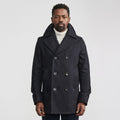 Men’s Dark Navy Fleece Peacoat – Classic Double Breasted Winter Coat