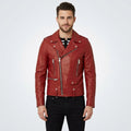 Men's Red Leather Biker Jacket - Bold, Stylish & Real Leather