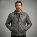 Herren Motorradjacke aus schwarzem Leder im Harley-Stil – Edition mit orange-weißen Rennstreifen