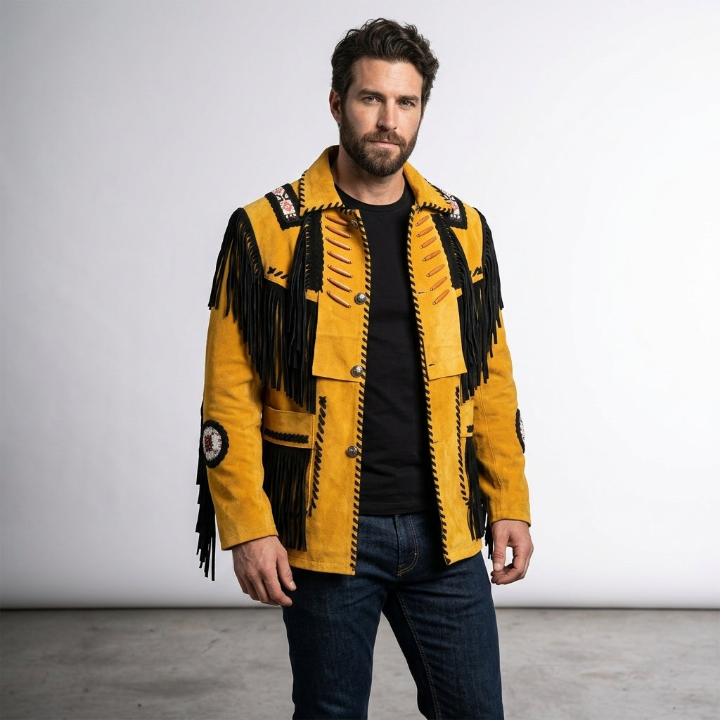 Men’s Native American Traditional Western Leather Jacket