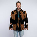 Authentic Western Leather Fringe & Beaded Jacket for Men
