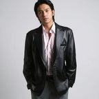 Men’s Premium Lambskin Leather Blazer – Classic Tailored Sport Coat