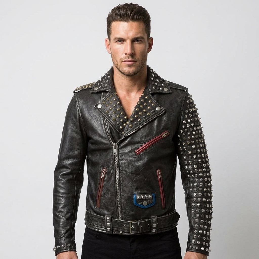 Multi Studs Hand Stitched Punk Jacket