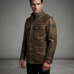 Men's Brown Leather Field Jacket