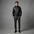 Men's Black Billionaire Hooded Leather Jacket