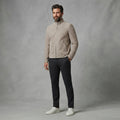 Men's Tan Suede Stand Collar Moto Jacket