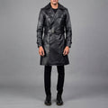 Men's Black Leather Duster Coat