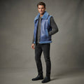 Men's Blue Shearling Leather Vest - Leather Outlet