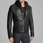 Men Slim Fit Black Leather Jacket