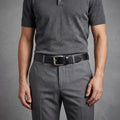 Black Leather Belt with Silver Buckle
