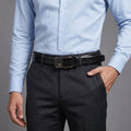 Black Leather Belt with Silver Buckle