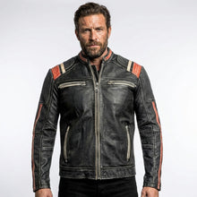 Load image into Gallery viewer, Men's Vintage Distressed Cafe Racer Leather Jacket
