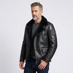 Men’s Black B3 Shearling Bomber Jacket – Premium Sheepskin Aviator Coat