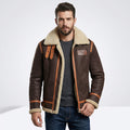 Men’s Brown B-3 Aviator Sheepskin Shearling Bomber Jacket – Premium Flight Coat