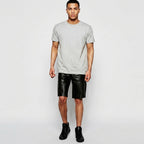 Men’s Matte Black Leather Shorts – Premium Elastic Waist Luxury Shorts