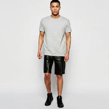 Load image into Gallery viewer, Men’s Matte Black Leather Shorts – Premium Elastic Waist Luxury Shorts
