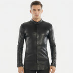 Men’s Slim Fit Black Leather Shirt – Premium Leather Shirt Jacket