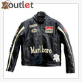 Marlboro Black Genuine Leather Jacket for Men Leather Outlet