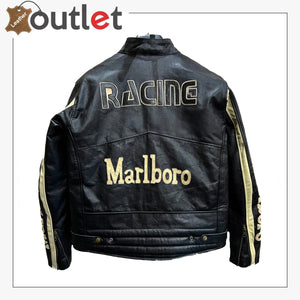 Marlboro Black Genuine Leather Jacket for Men Leather Outlet