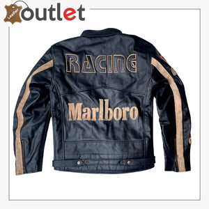 Marlboro Vintage Leather Racing Biker Leather Jacket