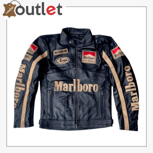 Marlboro Vintage Leather Racing Biker Leather Jacket