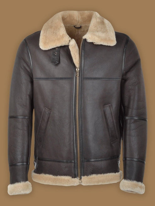 Heritage RAF Dark Brown Shearling Bomber Jacket