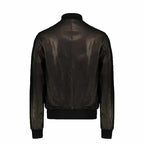 Herren Leder Bomberjacke, Schwarz