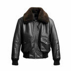 Men Black Leather Flight Bomber Leather Jacket Leather Outlet