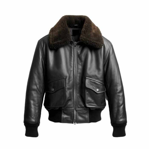 Men Black Leather Flight Bomber Leather Jacket Leather Outlet