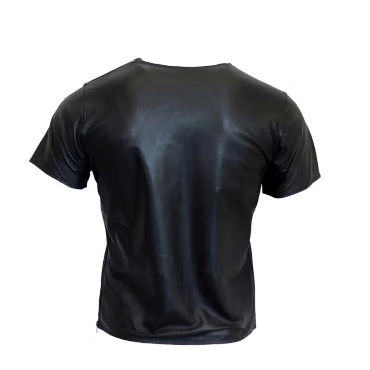 Men's Genuine Sheep Black Leather T-Shirt | Leather Outlet