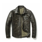 Men New style Dark Brown Slim Fit Leather Shirt Leather Outlet