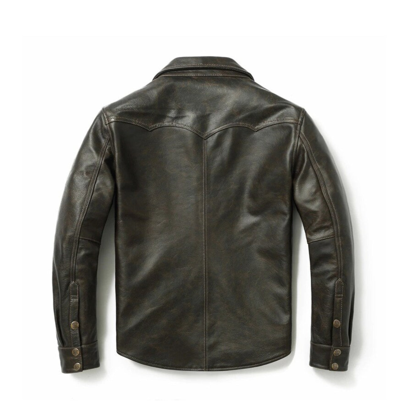 Men New style Dark Brown Slim Fit Leather Shirt Leather Outlet