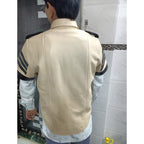 Men's Unique Style Real Leather Shirt | Beige & Black Lambskin