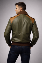 Herren A2 Klassische Lederbomberjacke