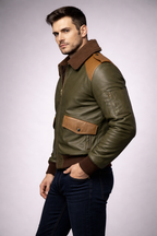 Herren A2 Klassische Lederbomberjacke