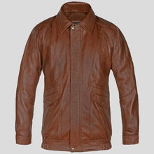 Load image into Gallery viewer, Men’s Aviator Bomber Premium Leather Jacket – Classic Flight Style
