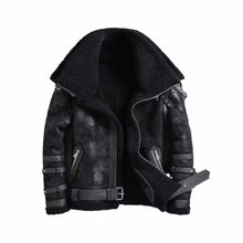 Load image into Gallery viewer, Men&#39;s B3 Bomber Hooded Faux Leather Jacket Leather Outlet
