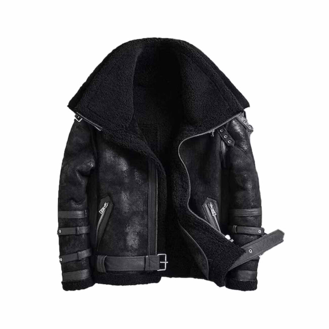 Men's B3 Bomber Hooded Faux Leather Jacket Leather Outlet