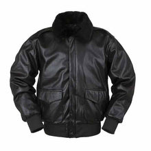 Load image into Gallery viewer, Men&#39;s Black Pilot Leather Bomber Jacket Leather Outlet
